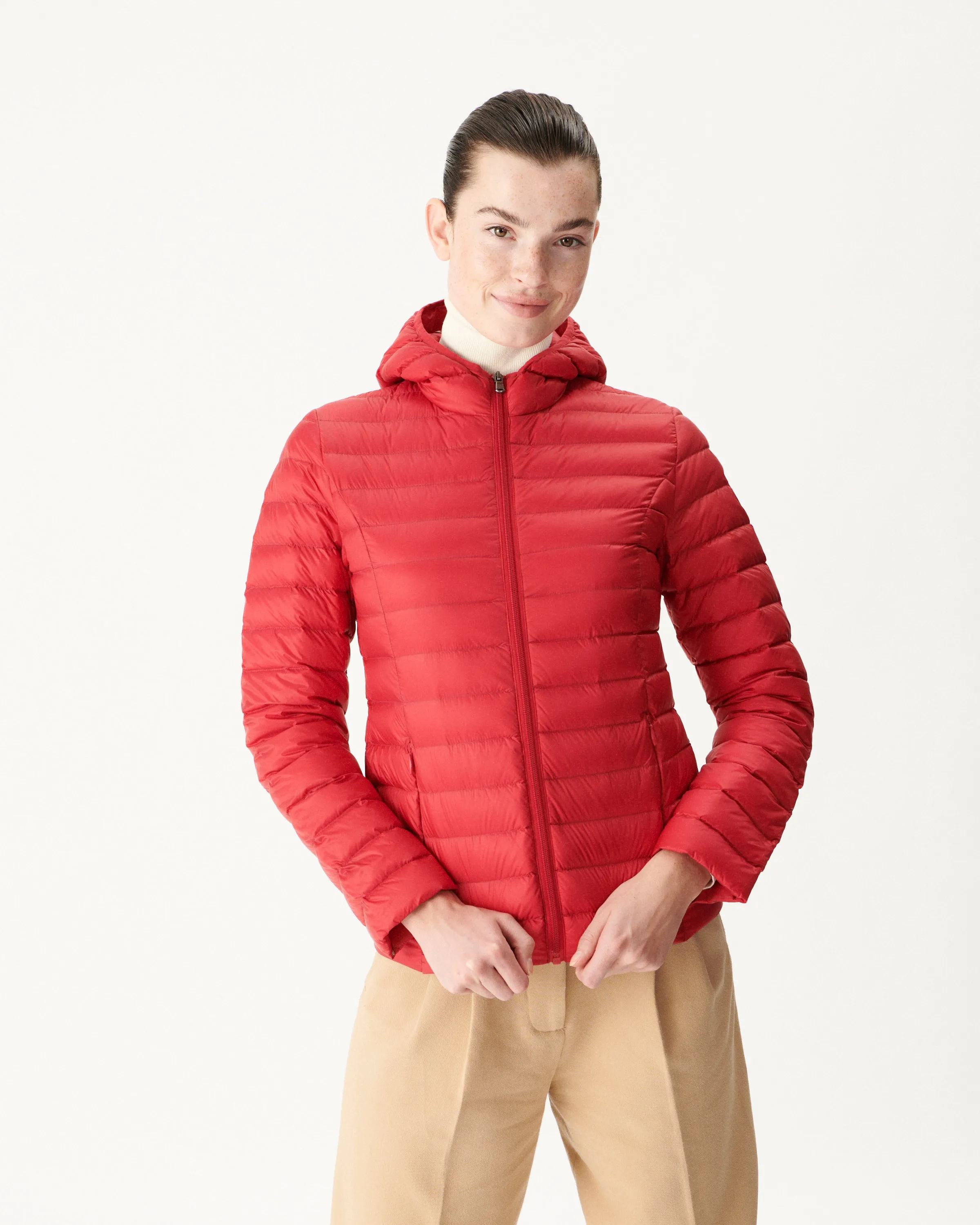 Lightweight hooded down jacket Red Cloe