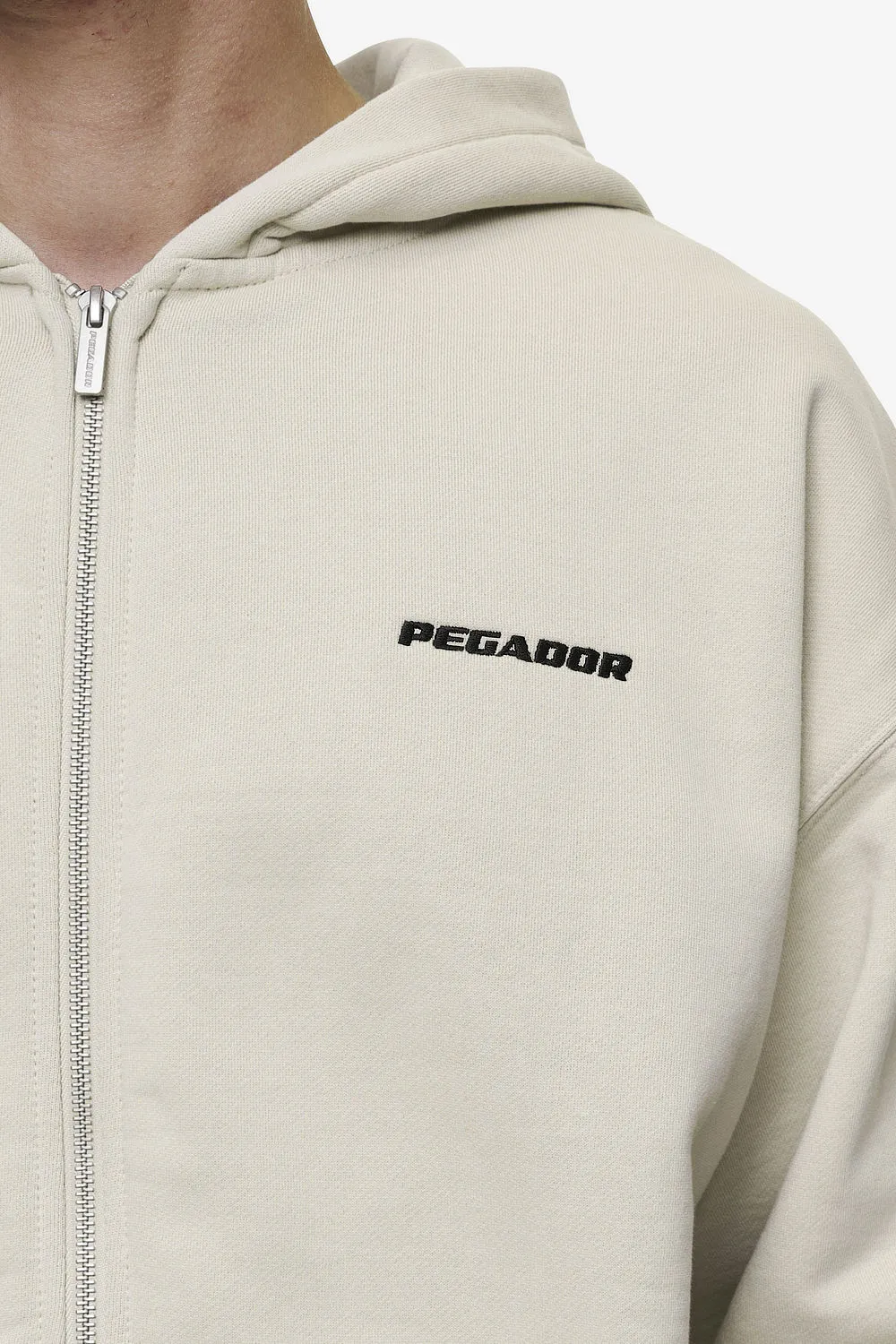 Logo Oversized Sweat Jacket Washed Light Beige