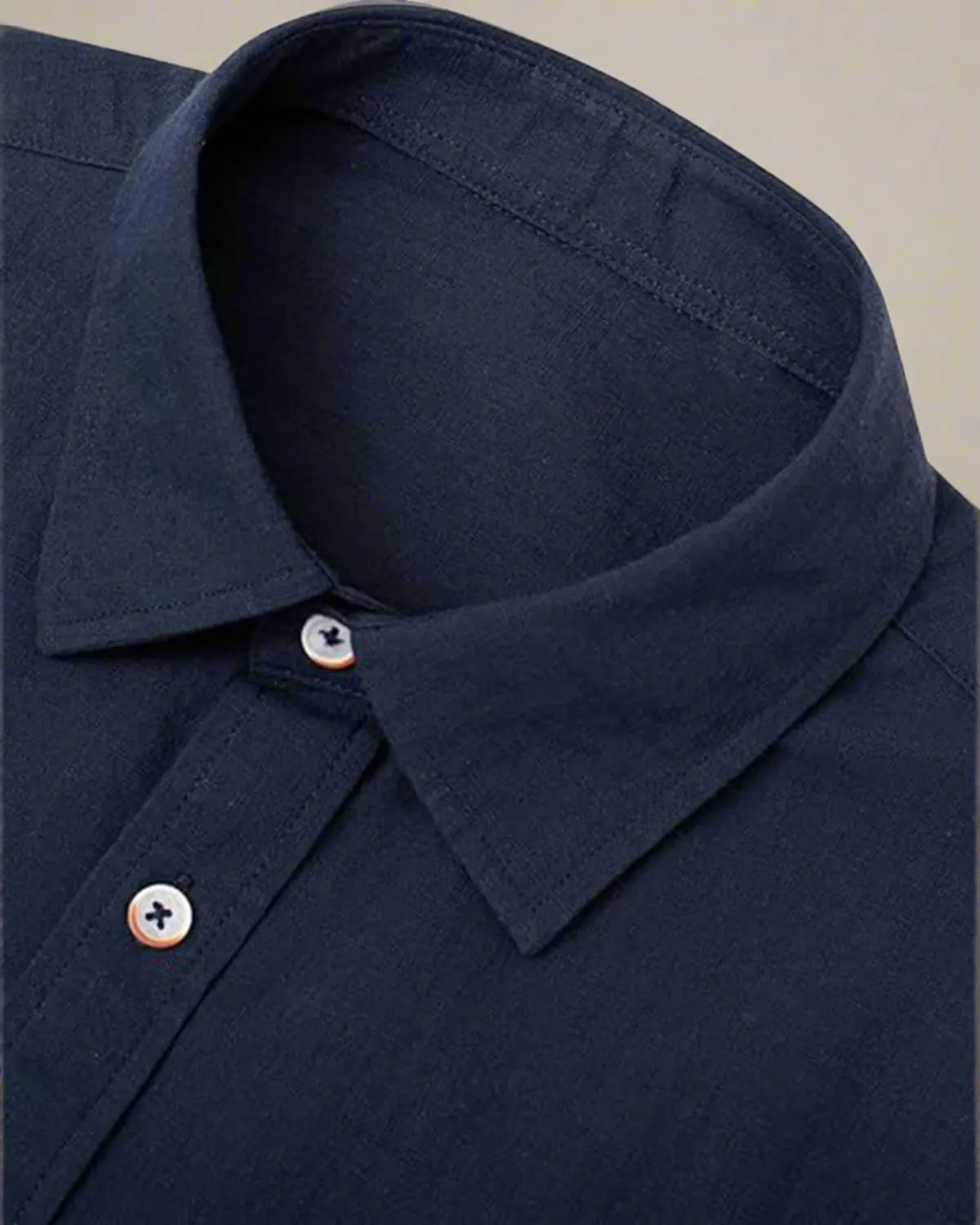 Men Short Sleeve Navy Shirt with Buttons