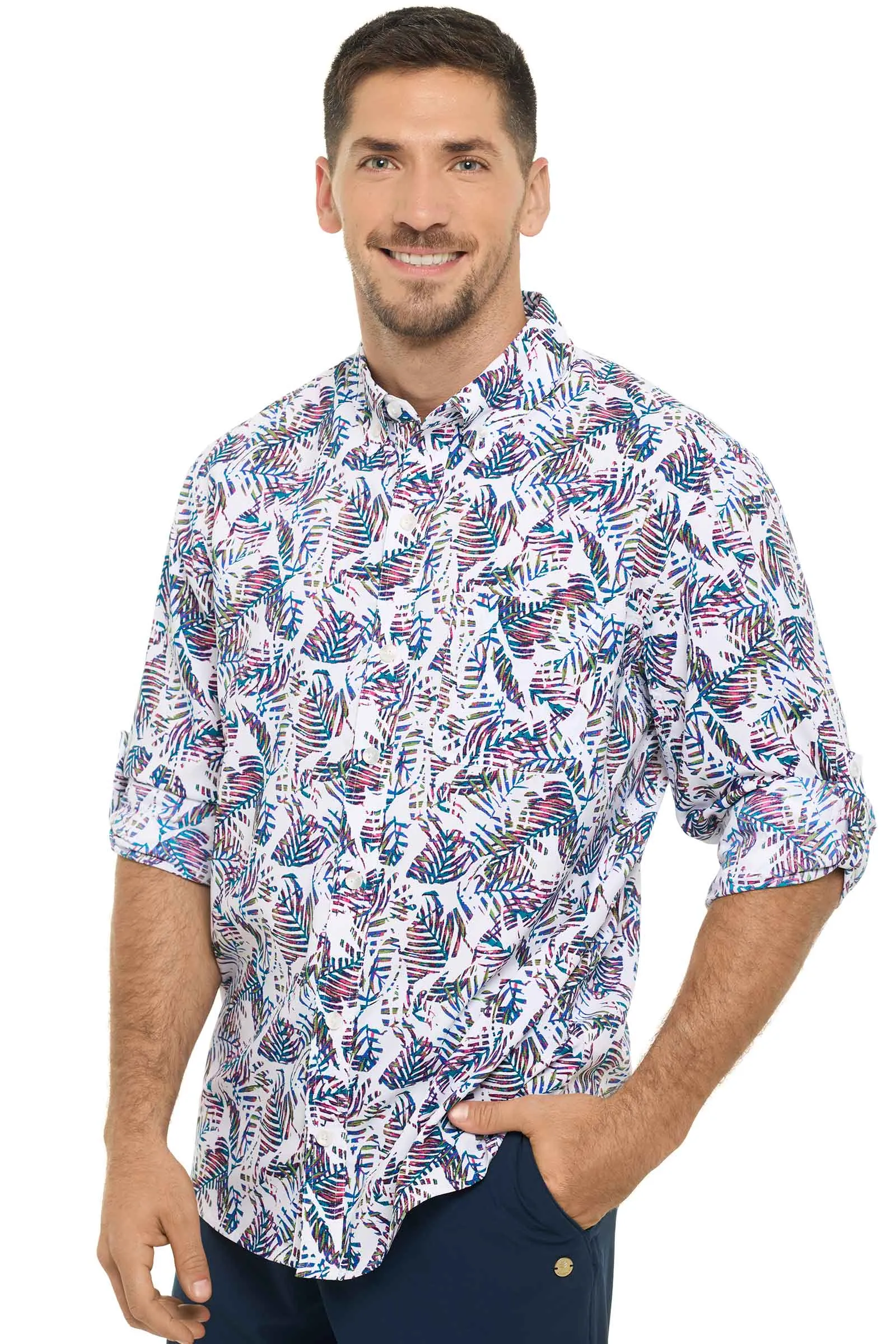 Men's Aricia Sun Shirt | Magnolia Pink Beach Leaves