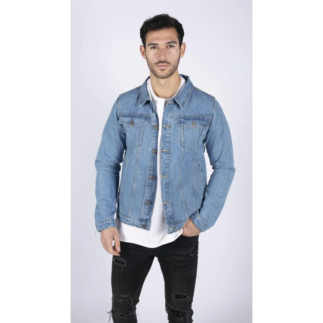 Mens Classic Denim Jacket Jeans Black Stonewash Blue Short Vintage 80s Retro Classic