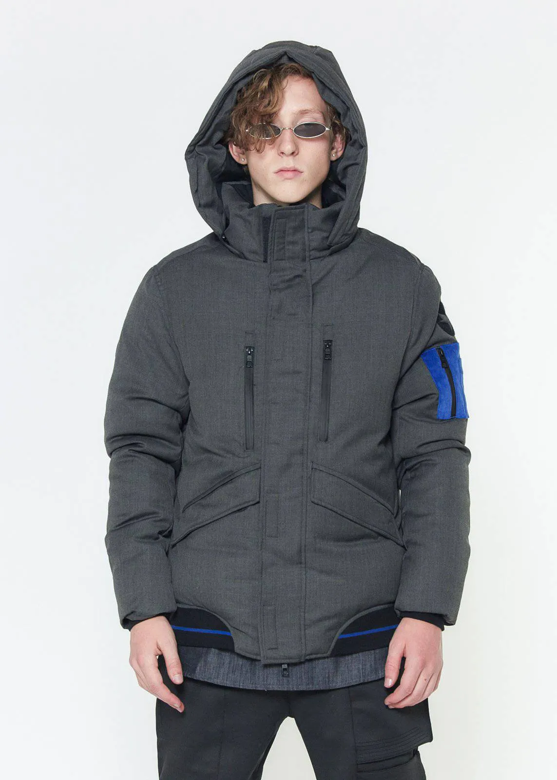 Men's Duck Down Parka With Detachable Hood in Charcoal