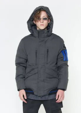 Men's Duck Down Parka With Detachable Hood in Charcoal