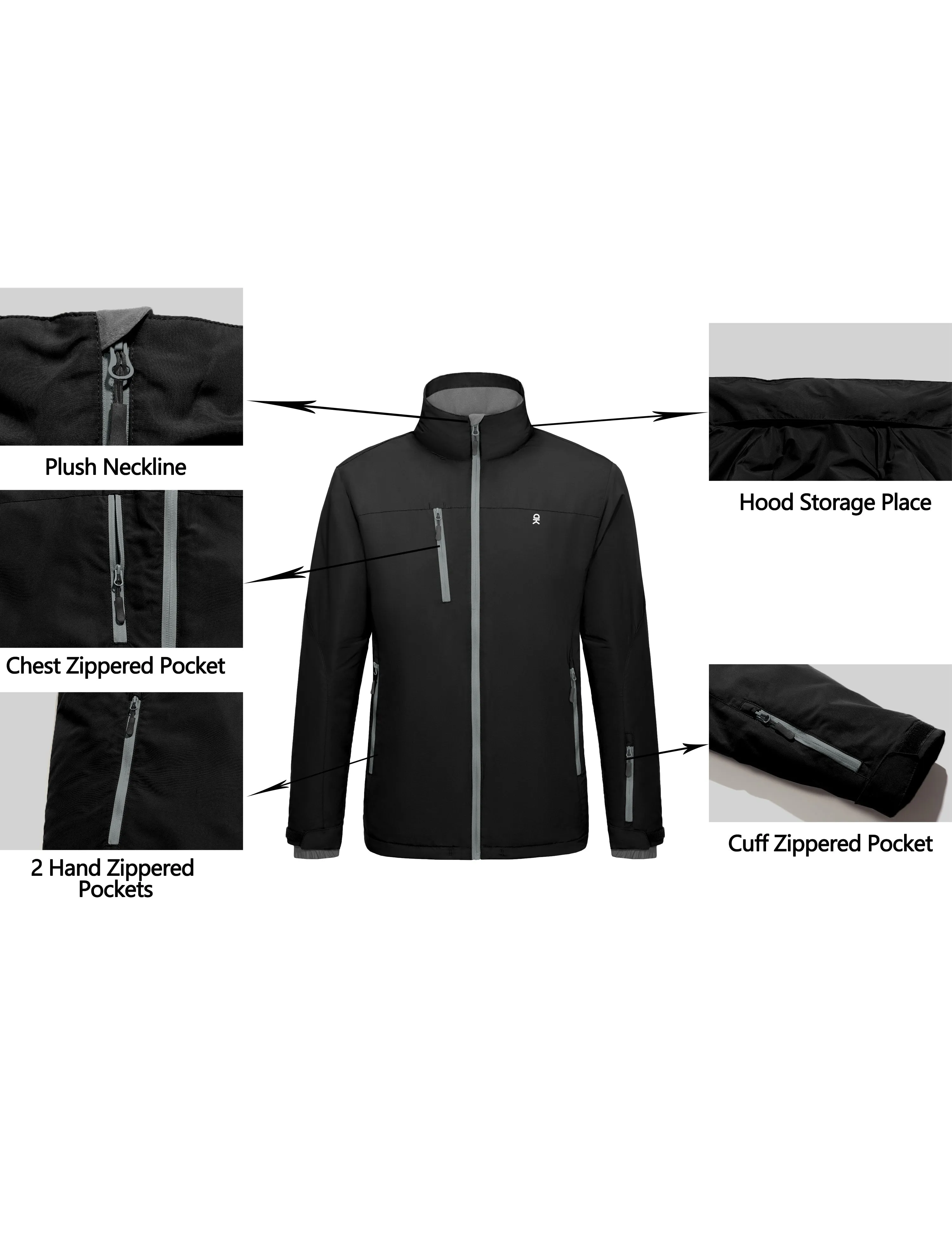 Men's Warm Insulated Lightweight Hooded Winter Ski Jacket