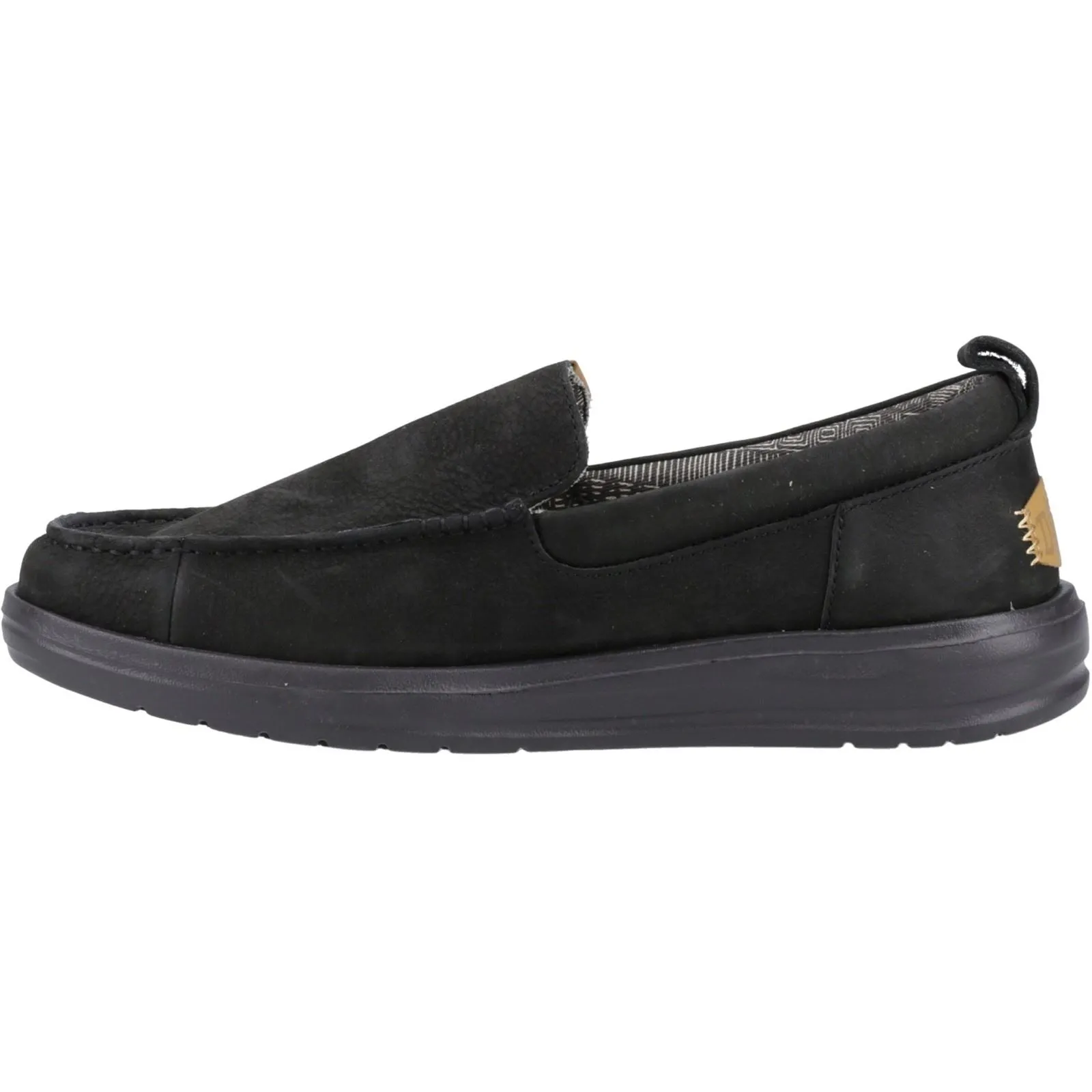 Men's Wide Fit Heydude 40173 Wally Grip Moc Craft Leather Shoes - Black