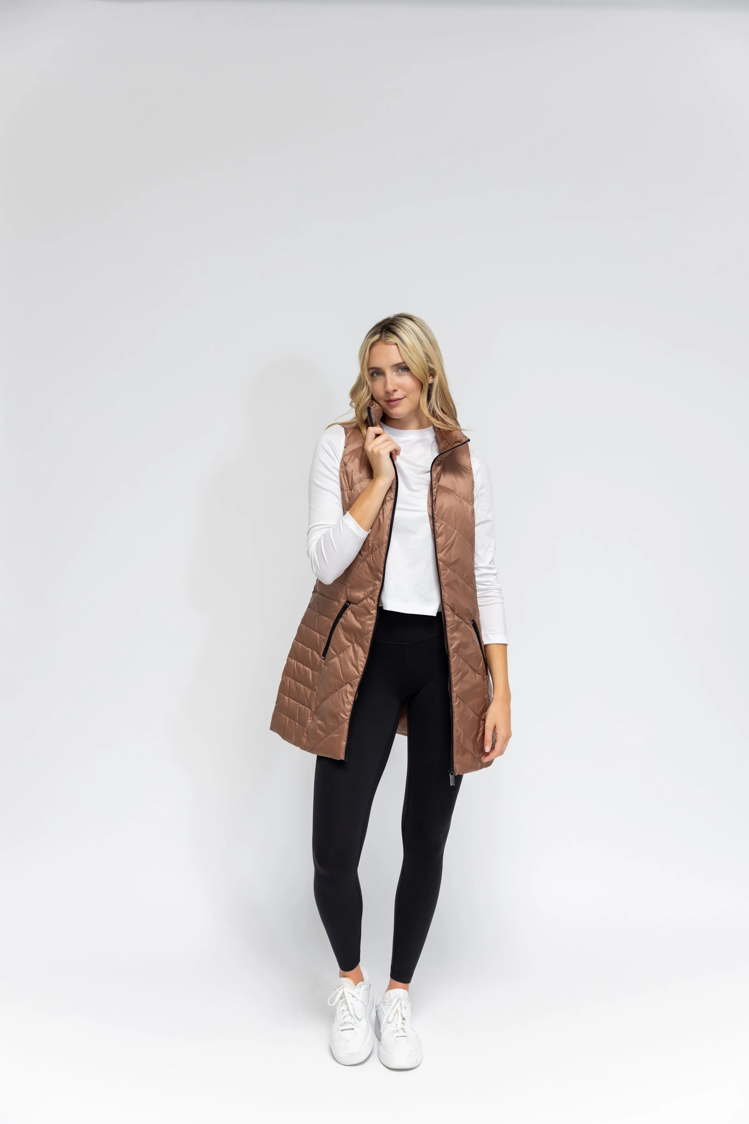 Metallic Chevron Quilted Vest