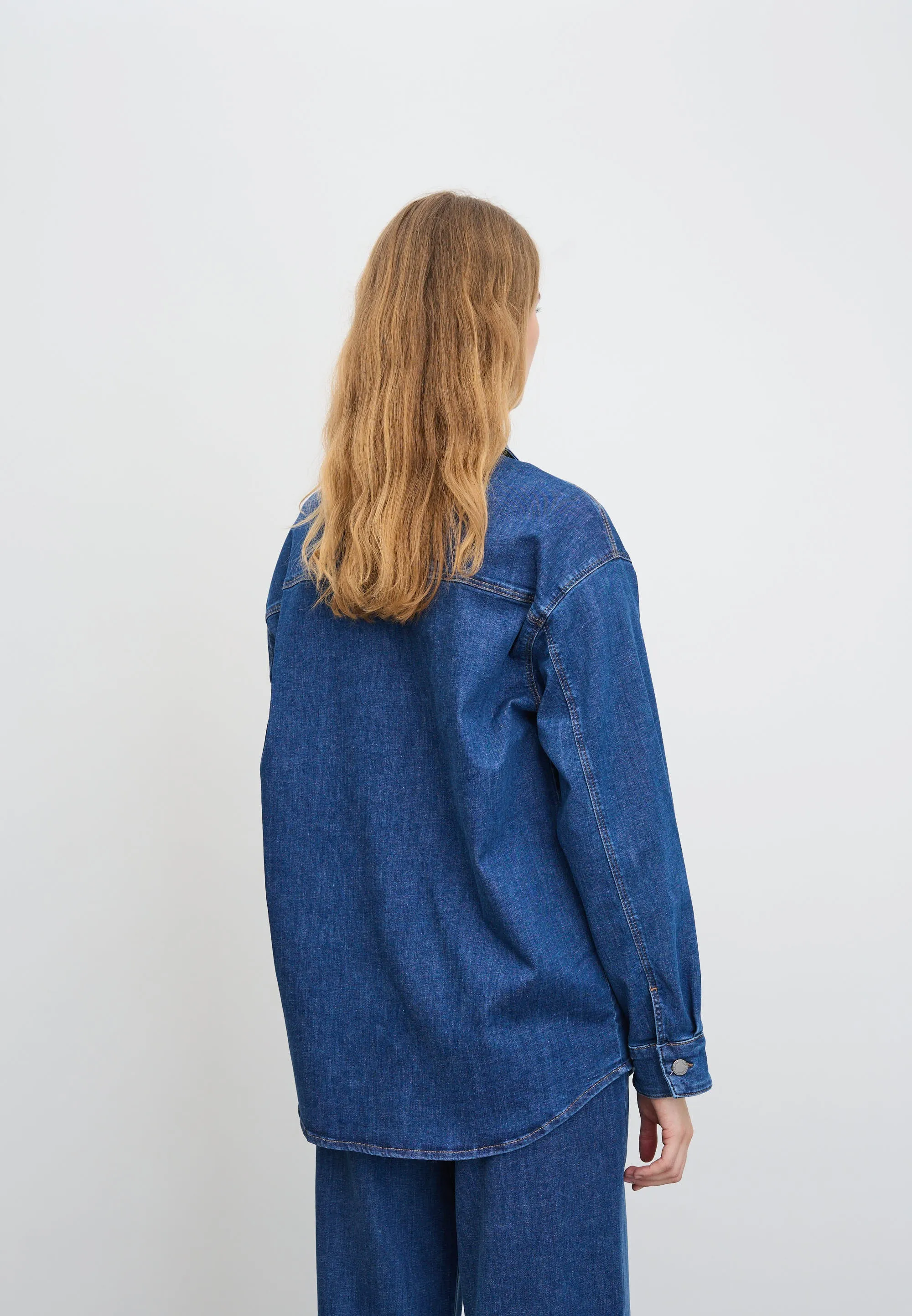 Mille Oversize Shirt Jacket LS - Washed Blue Denim