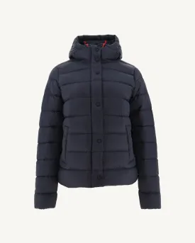 Navy Jane straight hooded puffer jacket