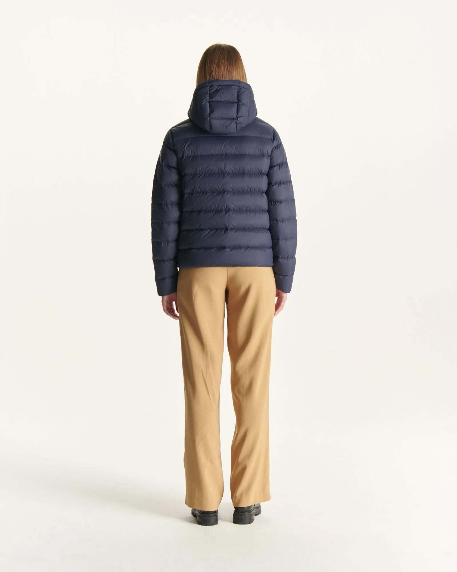 Navy Jane straight hooded puffer jacket