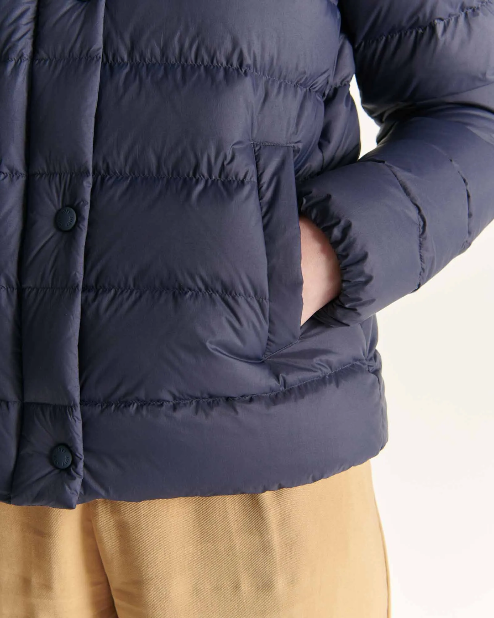 Navy Jane straight hooded puffer jacket