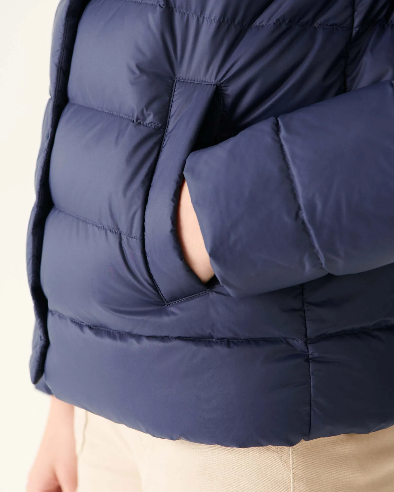 Navy Jane straight hooded puffer jacket