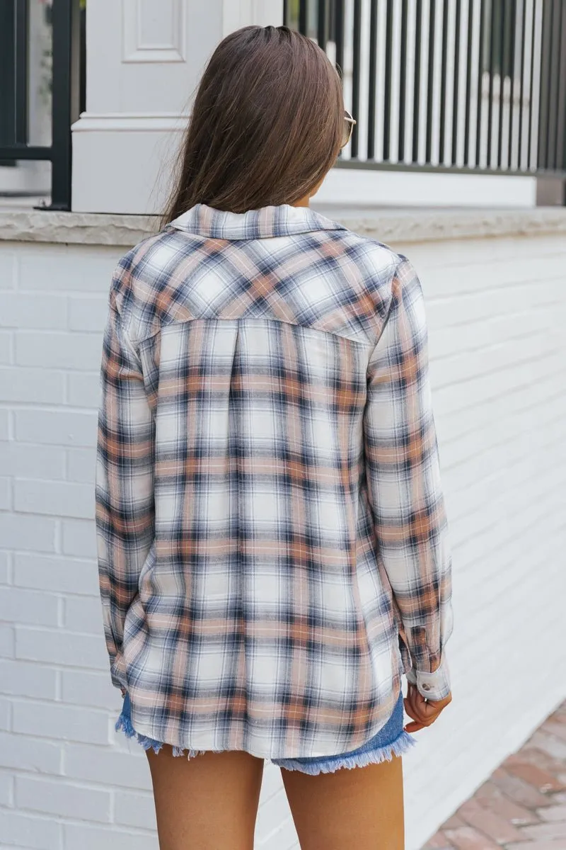 Orange Multi Plaid Flannel Shirt