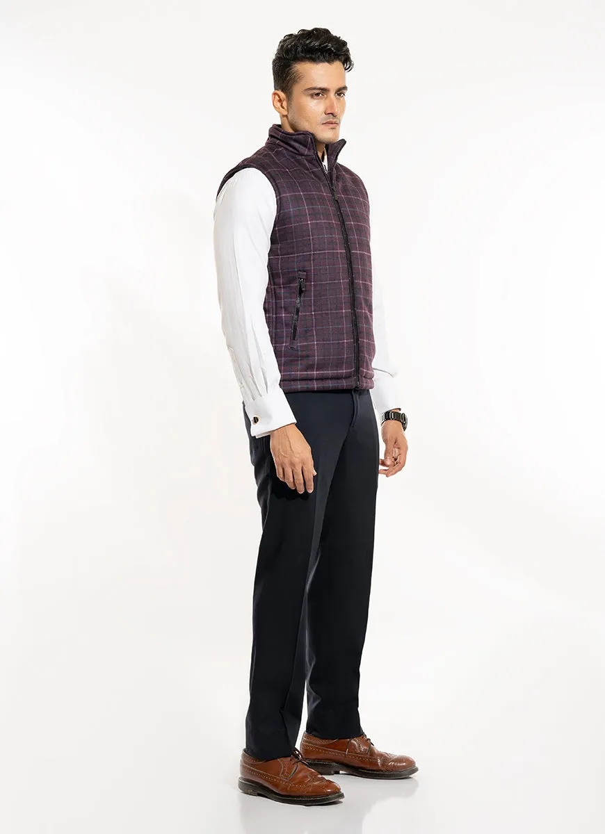 Puffer Jacket - Sublimation  Maroon Windowpane Checks