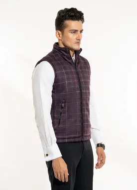 Puffer Jacket - Sublimation  Maroon Windowpane Checks