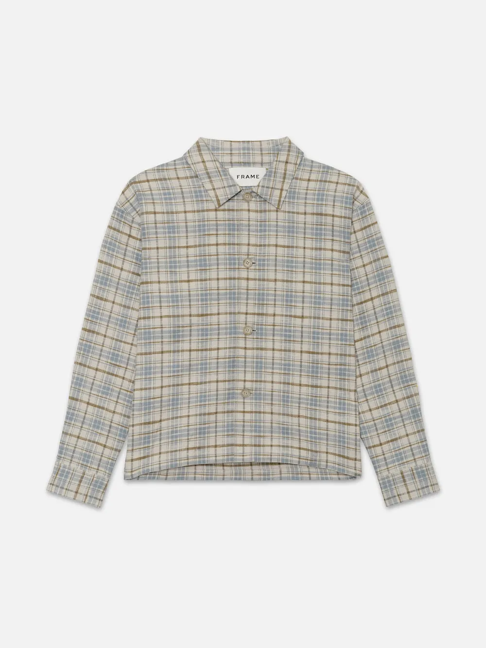 Relaxed Plaid Shirt Jacket -- Light Blue Plaid