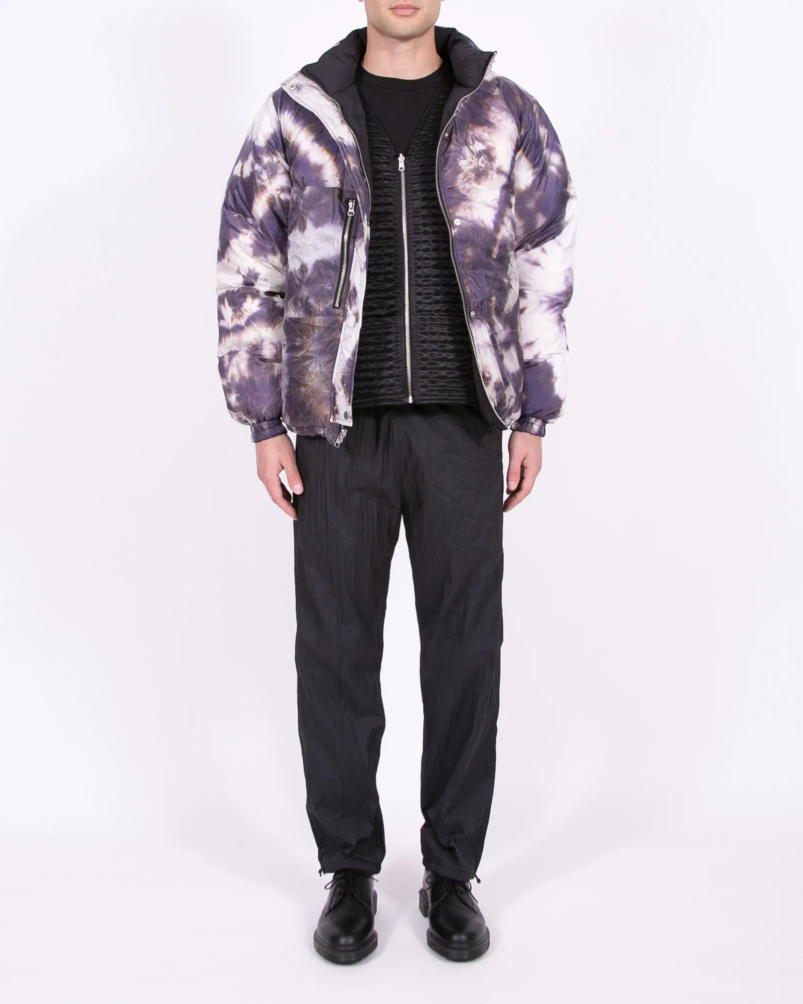 Reversible Puffer Jacket - Black/Purple Ash Dyed