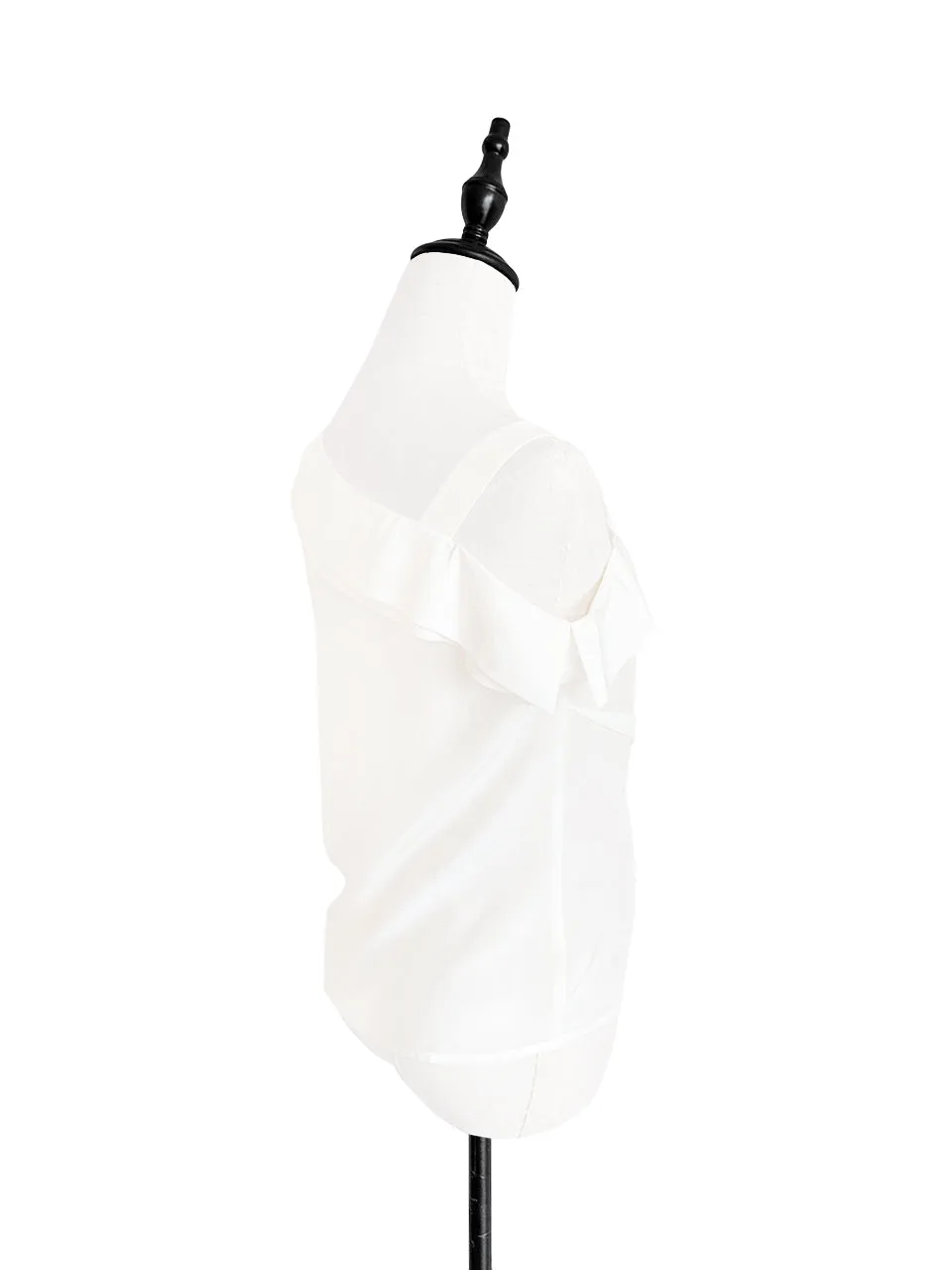 Surprise Sale! Creamy White Asymmetrical Drawstring Silky Top