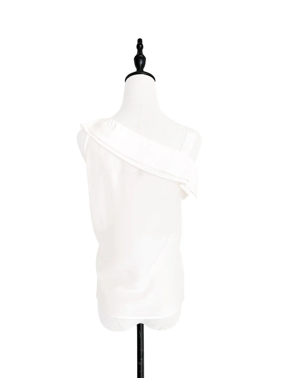 Surprise Sale! Creamy White Asymmetrical Drawstring Silky Top