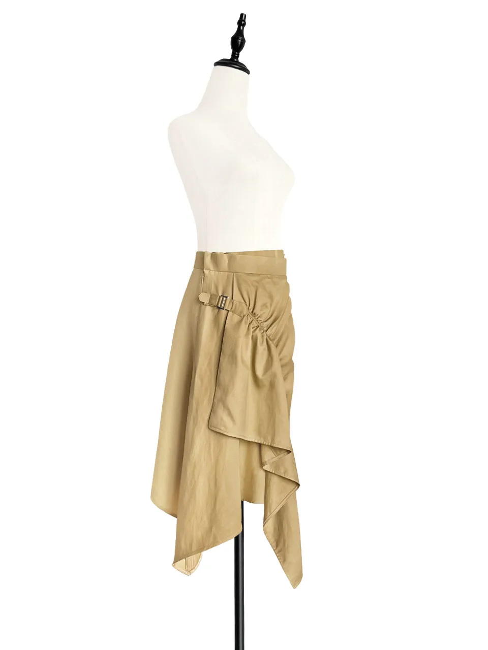 Surprise Sale! Khaki Ruched Handkerchief Hem Skirt