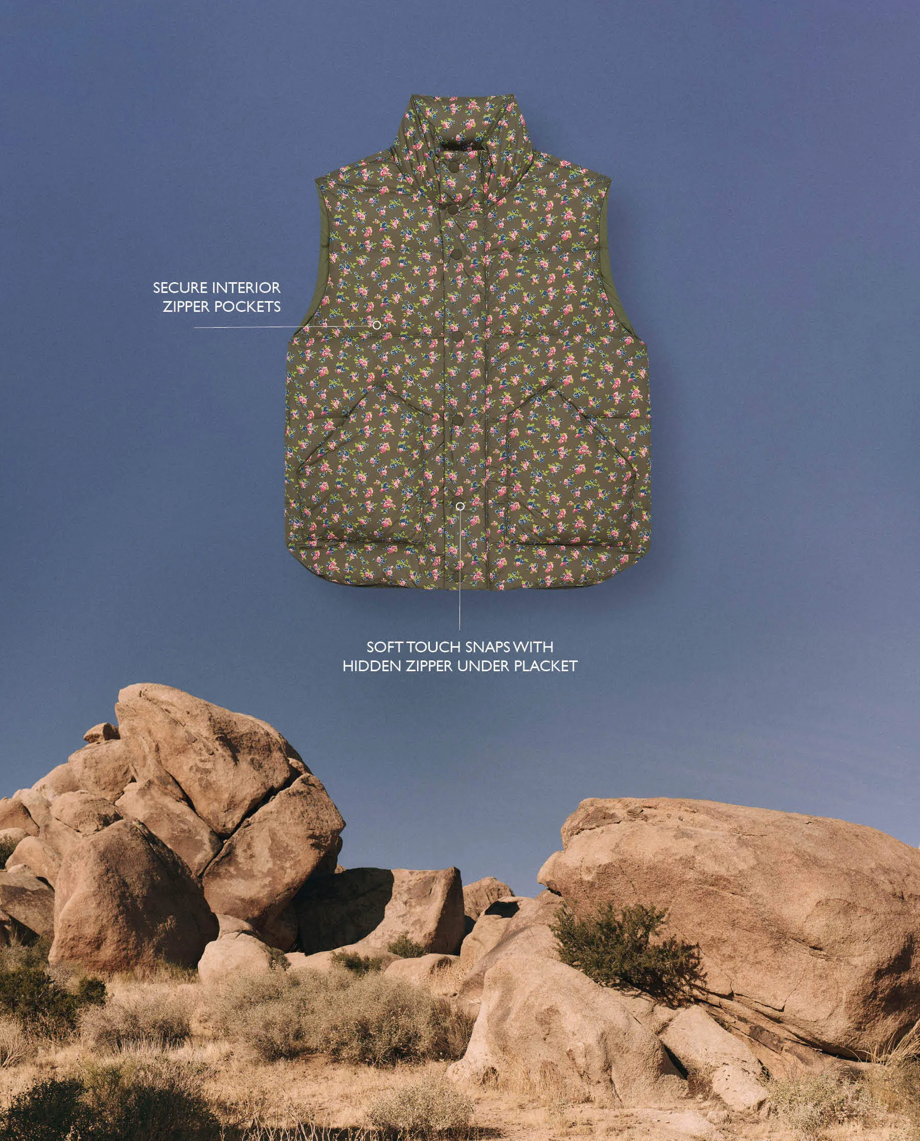 The Down Polar Vest. -- Cypress Basin Floral