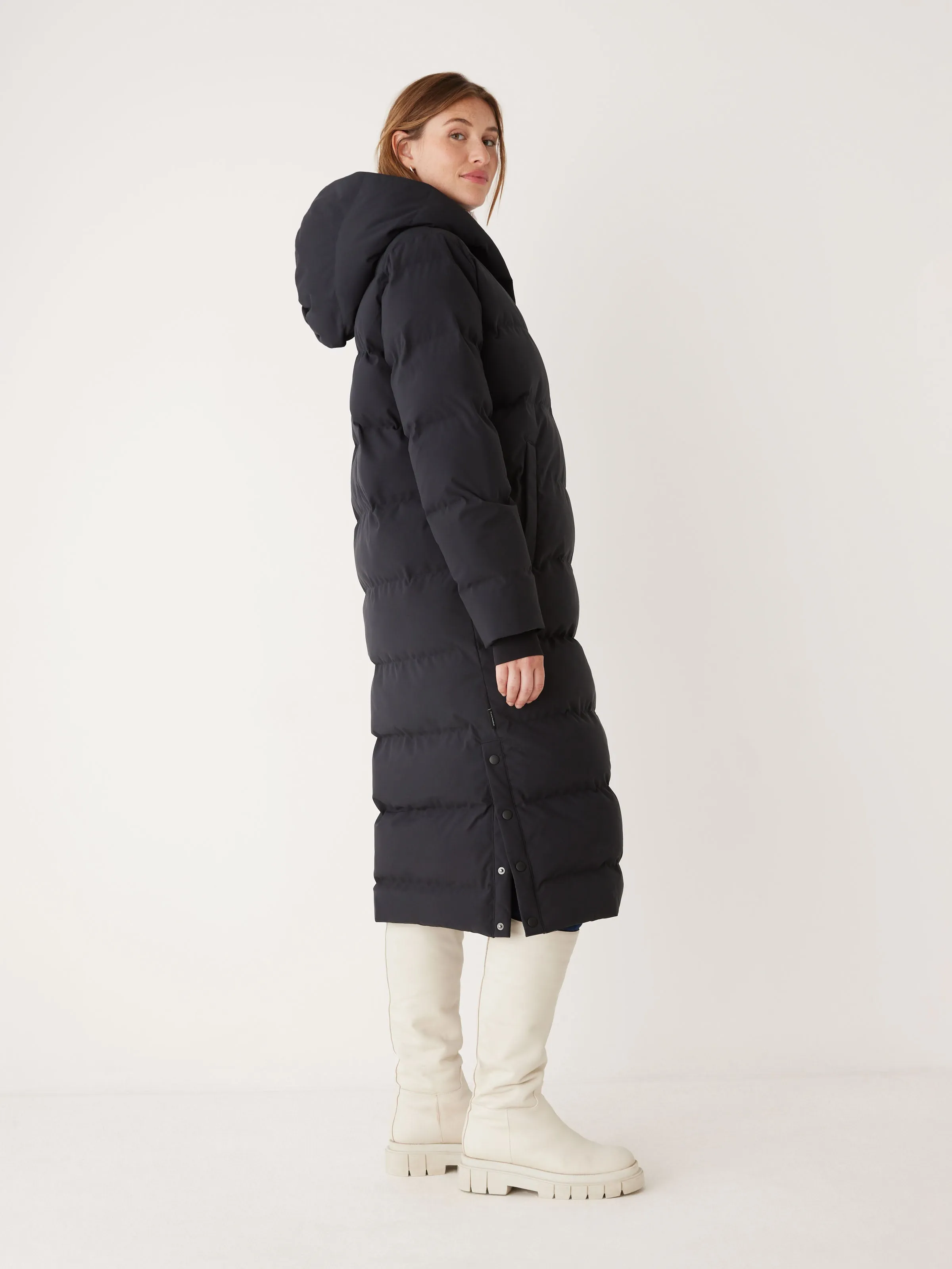 The Highland Long Puffer Coat in Black