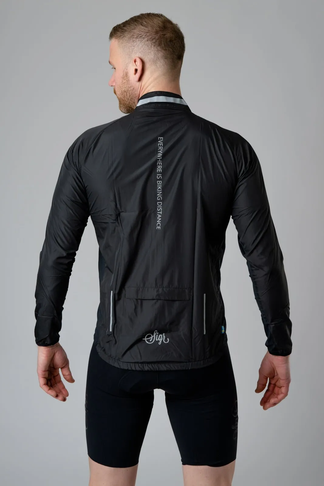 Treriksröset Black Men's Cycling Wind/Pack Jacket