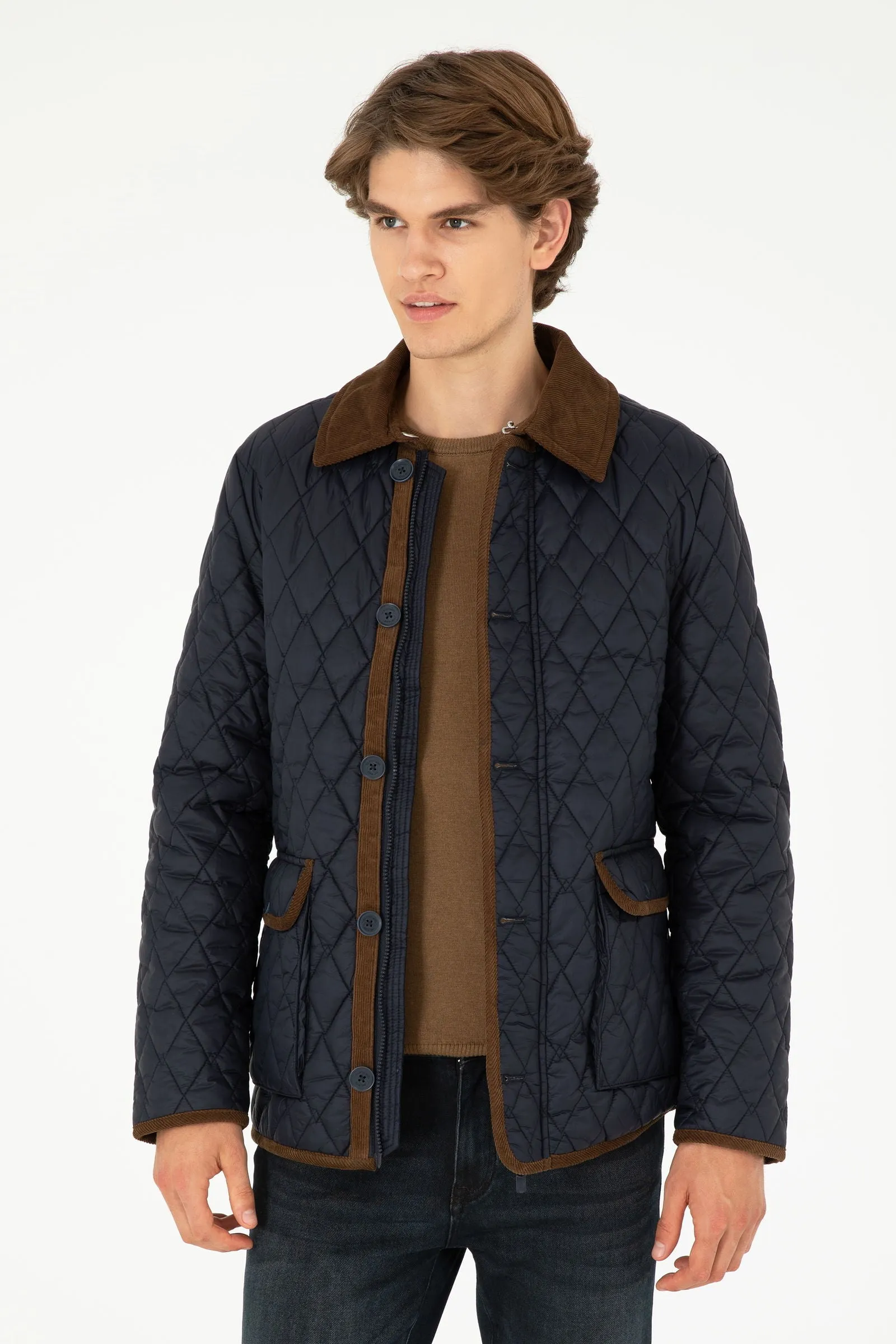 USPA Men Jacket Coat Quilted F/S Navy VR033 USPJK149 US POLO ASSN.