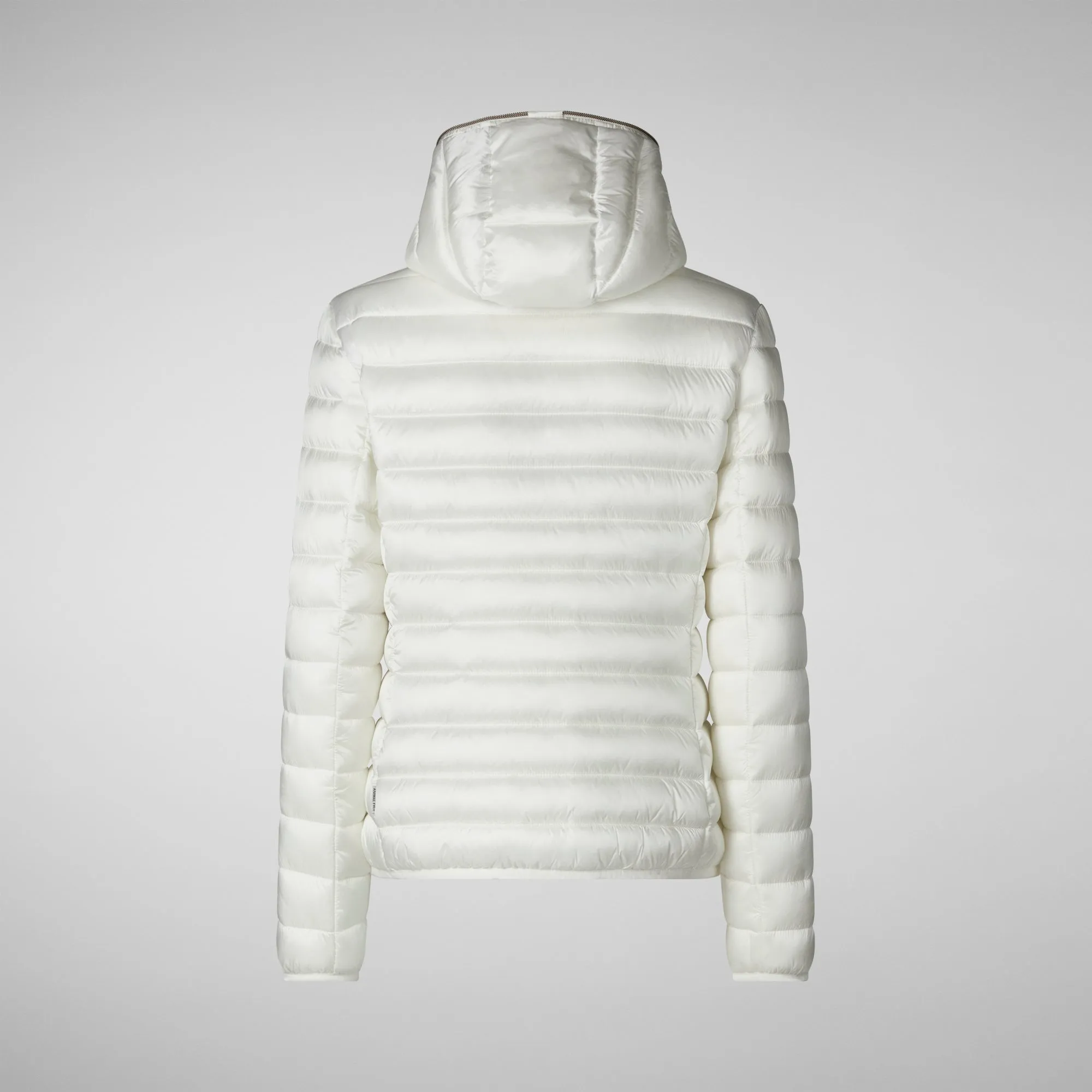 Woman's animal free hooded puffer jacket Alexis in off white