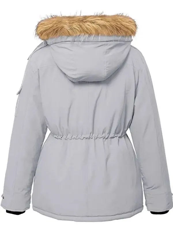 Women's Plus Size Puffer Jacket Warm Winter Parka Coat with Removable Fur Hood Regenerated Polyester